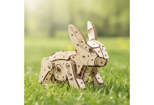 Eco Wood Art Mechanischer Hase Bausatz (288-tlg) - Kreiere deinen eigenen lebendig wirkenden Hasen mit diesem 288-teiligen Holzpuzzle. Der clevere Federmechanismus sorgt für Hüpfen und Reaktion auf Berührung – ein einzigartiges Bastelvergnügen für kreative Köpfe!