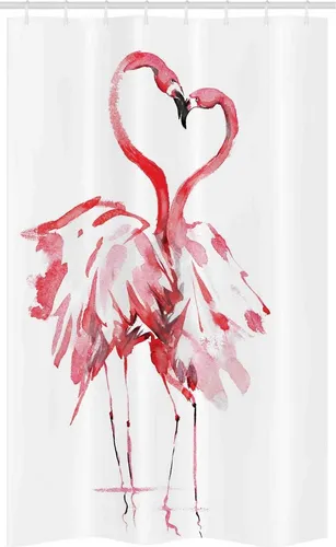 Abakuhaus Duschvorhang Badezimmer Deko Set aus Stoff mit Haken Breite 120 cm, Höhe 180 cm, Flamingo Lovers Kissing
