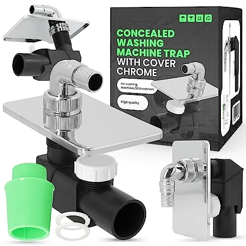 Unterputzsiphon Unterputz-Siphon Chrom 40/50 mm für Waschmaschine Geschirrspüler mit Rosette Schlauchanschluss Waschmaschienenanschluss Abfluss Geräteanschlusstülle