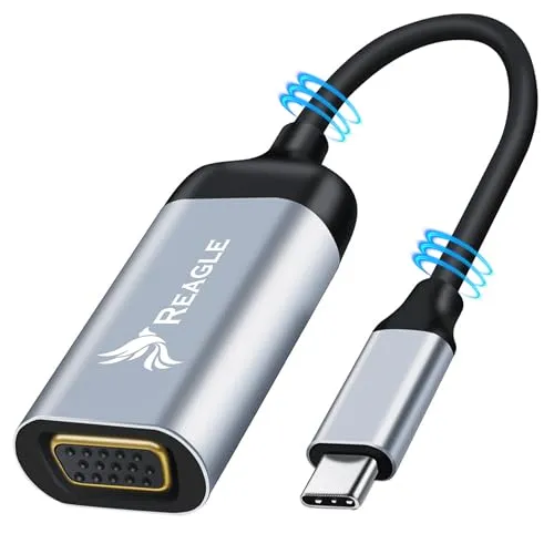Reagle USB-C auf VGA Adapter Full HD 1080p 60Hz USB Type-C 3.2 zu VGA Monitor Konverter Plug & Play Aluminiumgehäuse Unidirektional Kompatibel mit Laptop Tablet Smartphone