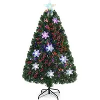 Costway Weihnachtsbaum & Glasfaser-Farbwechsler und Sternspitze 120cm