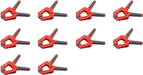 Meister Federzwinge - 75 mm Spannweite - 10 Stück - Federzwingen für Holz- & Möbelbau, ideal zum sicheren und einhändigen Fixieren von Werkstücken mit beweglichen Spannbacken für optimale Anpassung.