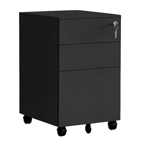 Produktbild Relaxdays Abschließbarer Rollcontainer aus Metall Schwarz