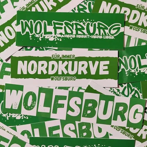 300x Wolfsburg Sticker/Aufkleber Mix/ 'Nordkurve', 'Meine Liebe', 'Balken'/ PVC/wetterfest