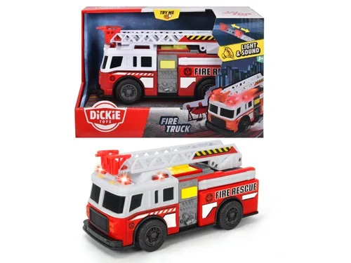 Dickie Toys Feuerwehr City Heroes Fire Truck - Mini-Feuerwehrwagen mit Licht- und Soundeffekten, Freilauf und Teleskopleiter. Fördert Fantasie und motorische Fähigkeiten. Ideal für Kinder von 3 bis 7 Jahren.