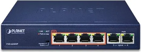 Planet FSD-604HP Unmanaged Switch in blau von Planet