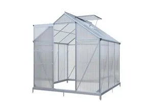 JUSKYS® Aluminium Gewächshaus 3,6 m² mit Dachfenster und Fundament - Gestalten Sie Ihren Garten mit diesem stabilen Aluminium Gewächshaus! Ideal für die Aufzucht von Pflanzen, bietet es ein Dachfenster für optimale Belüftung und eine solide Grundlage.