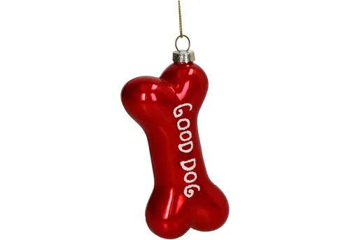 HD Collection Christbaumschmuck, Christbaumschmuck Glas 11,5cm Hundeknochen Figur Rot