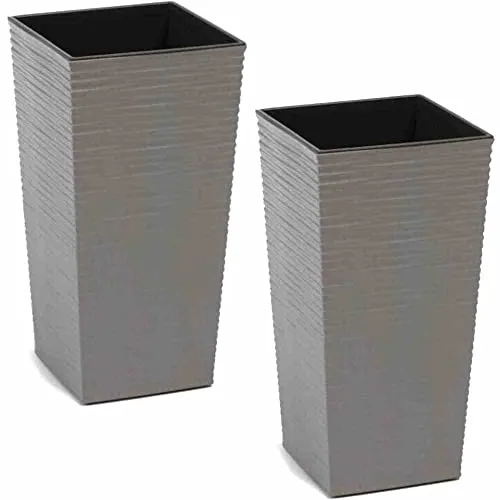 Siena Garden Eco Nizza 2er Set 25cm - Garten-Zubehör: 2x stilvolle Pflanzgefäße aus 40% Holzfaser, umweltfreundlich und robust, ideal für kreative Gartenarrangements.