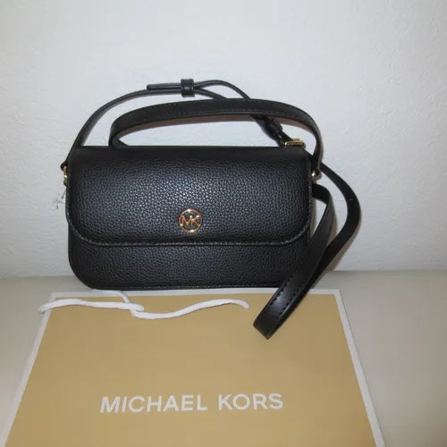 Michael Kors Jet Set Travel XBody Schultertasche - Damen Umhängetasche aus hochwertigem Leder, stilvoll in Schwarz mit goldfarbenem Verschluss, ideal für den eleganten Alltag.
