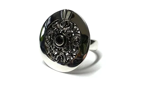 Edelschmiede925 Silberring Silberring 925 Rauchquarz facettiert üppig geschwärzt Unikat #57