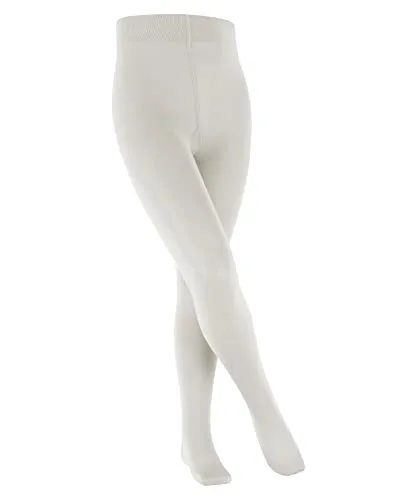 FALKE Unisex Kinder Strumpfhose Cotton Touch K Ti Baumwolle dick einfarbig 1 Stück, Weiß Off-White 2040, 122-128