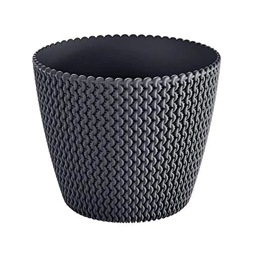 Runder Pot 8L Prosperplast Splofy Kunststoff in Anthrazitfarbe, Ø25,9 x 22 cm