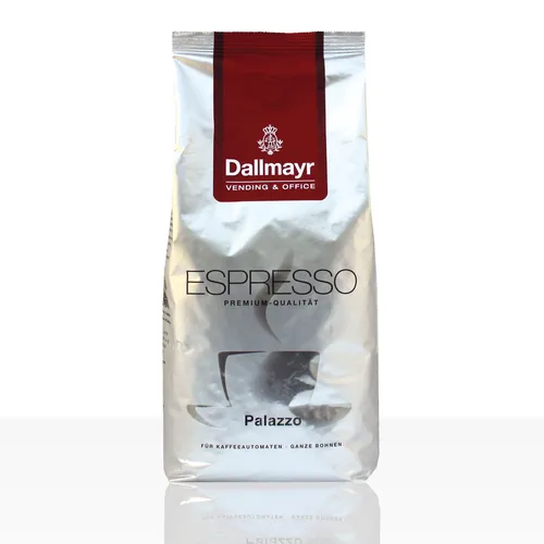 Dallmayr Kaffee Vending und Office Espresso Palazzo, ganze Bohnen 1kg - Kaffee mit intensiven Aromen und zarter Karamellnote. Ideal für Vending und Büros, schonend geröstet und besonders säurearm.