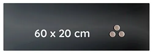 Memoboard Glas Magnettafel 60x20x0,4cm Glastafel Glasboard Whiteboard Wandtafel Magnet-Board (607401 Glastafel 60x20x0,4cm, schwarz)