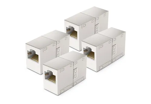 deleyCON deleyCON 4x RJ45 Netzwerkkabel Kupplung Patchkabel Verbinder Modular Netzwerk-Adapter