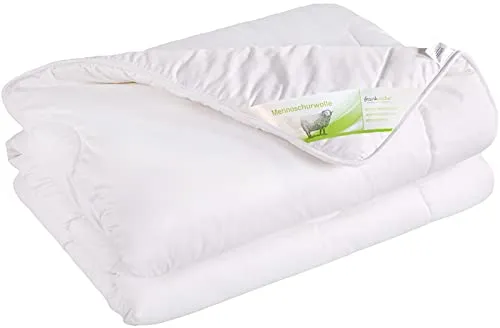 franknatur Naturhaarbettdecke Melina - Leichte Ganzjahresdecke aus 100% Merino-Schurwolle und 100% Baumwolle, temperaturausgleichend und atmungsaktiv - ideal für Schläfer mit niedrigem Wärmebedarf.