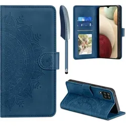 Handyhülle Flip PU Kartenfach Magnet Samsung Galaxy A12 M12 Dunkelblau