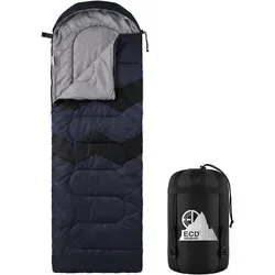 Ecd Germany Schlafsack Outdoor Für Camping, Dunkelblau, 210 Cm, Hüttenschlafsack 3 Jahreszeiten, Deckenschlafsack Erwachsene, Sleeping Bag Kleines Packmaß, Leicht, Warm, Schlafsäcke Für Wandern Reisen