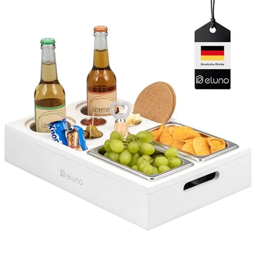 eluno Snackschale Couchbar mit abnehmbarem Deckel aus Bambus