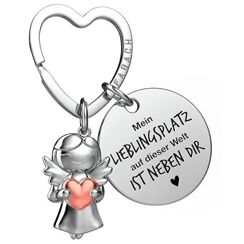 FABACH Schutzengel Schlüsselanhänger mit Herz und Gravur von FABACH
