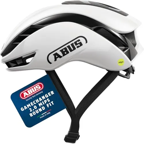 ABUS Rennradhelm Gamechanger 2.0 MIPS RF - High-Performance Fahrradhelm mit optimierter Aerodynamik, Belüftung und Passform für runde Kopfformen - für Damen und Herren - Größe M/L, weiß