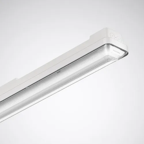 Trilux 2310 12 B40 LED-Feuchtraumleuchte 48W - IP66 LED-Feuchtraumleuchte mit hoher Lichtausbeute von 4000 lm, ideal für feuergefährdete Bereiche. Einfache Montage durch Cliplos-Verschlusstechnik, perfekt für Decken- und Wandmontage.