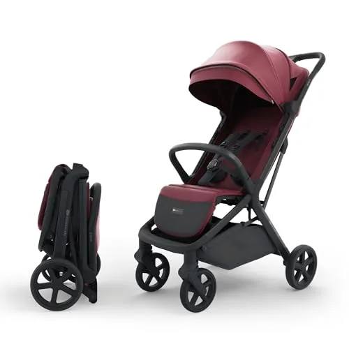 Kinderkraft NUBI 3 Buggy – Automatisch zusammenklappbar, große EVA-Räder, Burgund