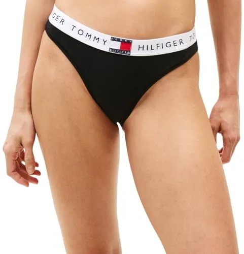 Tommy Hilfiger Damen Slip Bikini Form Classic mit Logobund, Schwarz (Black), L