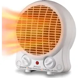 SOGO SS-18306 Heizlüfter, 2000W, kompakt, energiesparend, schnelle Wärme, rund, weiß - Weiß