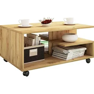VCM my home Stango Couchtisch Eiche mit Rollen - Mehrzwecktisch mit praktischen Rollen, ideal für flexibles Wohnen. Der VCM my home Stango Couchtisch in Eiche bietet Funktionalität und stilvolles Design für jedes Wohnzimmer.