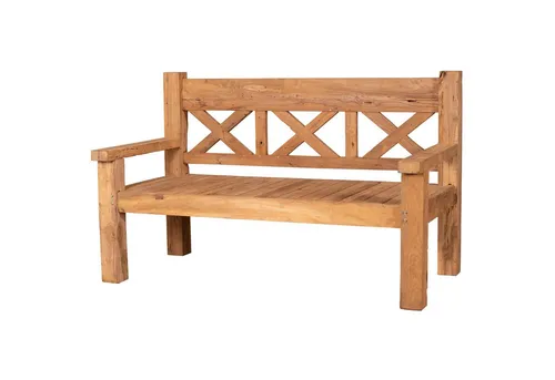 bene living Gartenbank Rustique 160 cm aus Teakholz - Sitzbänke mit extra breiter Sitzfläche für Komfort und rustikales Design, ideal für Garten, Balkon oder Terrasse.