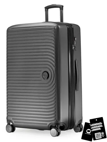 Hauptstadtkoffer Mitte - Großer Hartschalenkoffer + Digitaler Namensschild, TSA, 4 Rollen, Check-In Gepäck mit XL-Erweiterung, Reisegepäck 77cm, Koffer bis 23kg Gepäck, 130 Liter, Graphite
