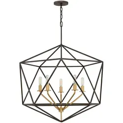 Hinkley Astrid Pendelleuchte in Bronze und Gold - Elegante Hängeleuchte mit 5xE14 Fassung, ideal für stilvolle Wohnräume. Mit ihrem metallischen matt-bronzenen Finish setzt sie edle Akzente.