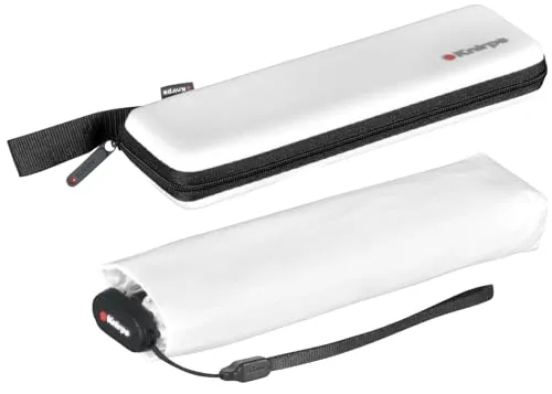 Knirps Taschenschirm US.050 Ultra Light Slim Manual - White - Extrem leichter Taschenschirm von Knirps, nur 140 g, im praktischen Etui für die Handtasche. Ideal für unterwegs und schützt zuverlässig vor Regen.