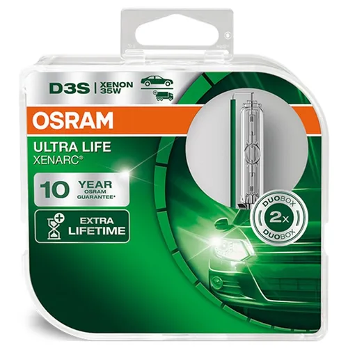 Osram XENARC ULTRA LIFE D3S HID Xenon-Brenner - Autobeleuchtungen mit bis zu 300.000 km Lebensdauer, ideal für langfristige Nutzung und höchste Lichtqualität. Genießen Sie bis zu zehn Jahre Garantie bei Registrierung.