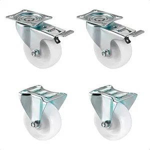 WAGNER 4tlg. Set - Ø 75 mm, Anschraubplatte, 2 Lenk- 2 Bockrollen - Transportroller-Set mit hoher Tragkraft von 240 kg, einfach zu montieren und ideal für robuste Böden - für einen hohen Fahrkomfort.