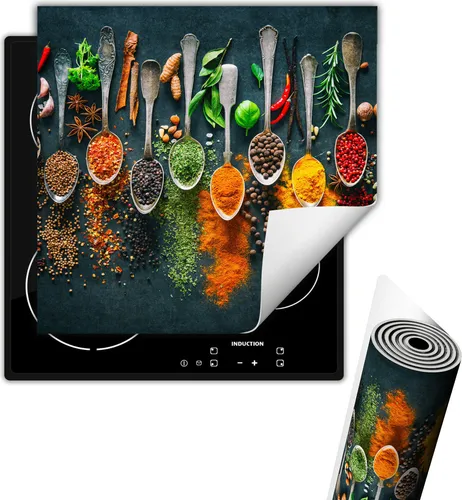 Herdabdeckplattee Ceranfeldabdeckung 50x52 cm Anti Rutsch Matte Aufrollbar, Gewürze Löffel