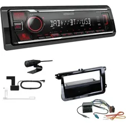 Kenwood KMM-BT408DAB 1-DIN Digital Media Receiver mit DAB+ Bluetooth Autoradio mit Einbauset für Volkswagen VW Scirocco III piano black