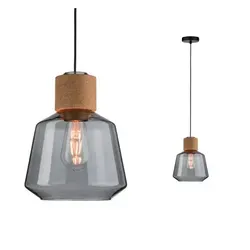 Paulmann Neordic Elia Pendelleuchte - Elegante Innenleuchte aus Rauchglas und Kork, dimmbar und ideal für jeden Raum. Max. 20W E27 Sockel, 110cm Pendellänge für flexible Gestaltung.
