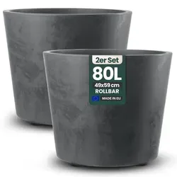 Kreher Pflanzkübel 'Millennium' 80 Liter, 2 Stück, rollbar - Der Kreher Pflanzkübel 'Millennium' vereint modernes Design mit Funktionalität. Er ist rollbar, witterungsbeständig und ideal für Garten, Balkon oder Terrasse. Im praktischen 2er Set erhältlich, passt er perfekt in jedes Ambiente.