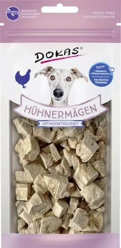 Dokas Snack Hühnermägen gefriergetrocknet 20g - 100% natürliche Zutaten, idealer Snack für Hunde mit hohem Proteingehalt