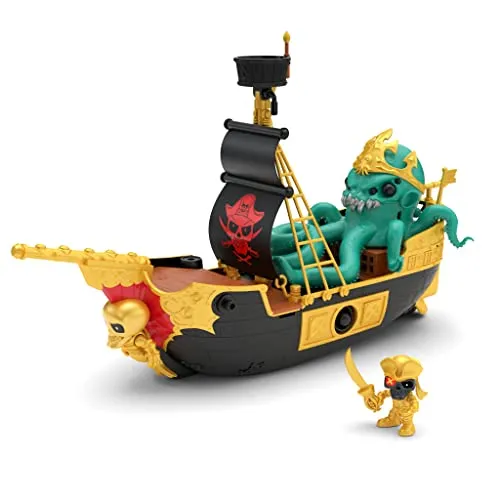 TREASURE X Versunkenes Goldschatzschiff - Spielfigur Spielsets mit 25 Abenteuerstufen! Erlebe aufregende Piratenabenteuer, besiege den Kraken und finde echten Goldschatz!