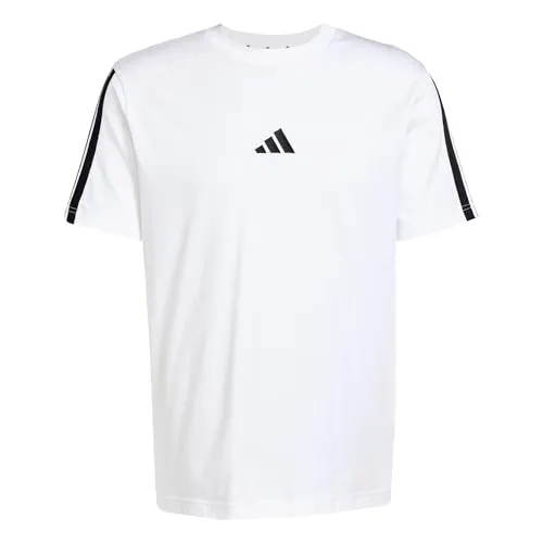 adidas Herren Essentials Three Stripes Tee, White/Black, M - Herren-Shirt aus 100 % Baumwolle mit regulärem Schnitt und leicht überschnittenen Schultern für optimalen Tragekomfort.