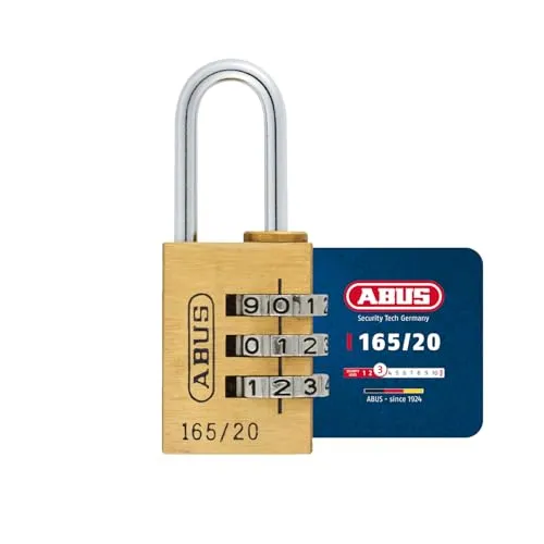 ABUS Zahlenschloss 165/20 - Vorhängeschloss aus Messing - mit individuell einstellbarem Zahlencode - Kofferschloss / Spindschloss - ABUS-Sicherheitslevel 3