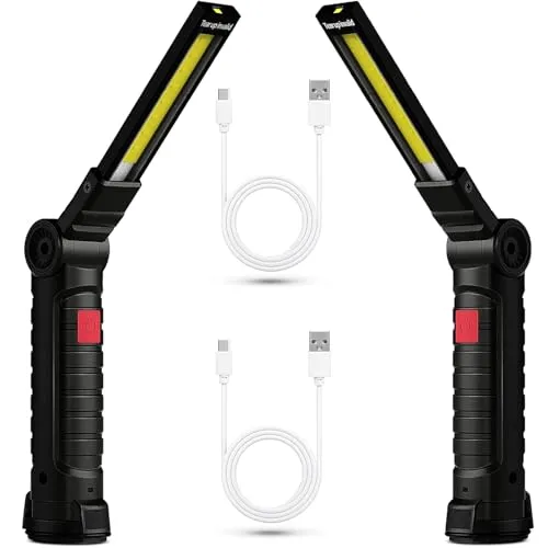 Stück USB wiederaufladbare Inspektionsleuchte LED Arbeitslampe mit COB&SMD, 360° drehbar, Magnetfuß & Haken, 5 Modi, Wasserdicht Magnetische Werkstattlampe für Auto, Camping, Notfall, KFZ Reparatur 2