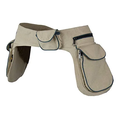 Kunst und Magie Doppel Bauchtasche Sidebag Gürteltasche in beige von Kunst und Magie