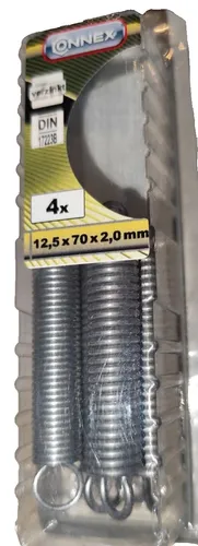 Zugfeder 12,5x70x2,0 mm Stahlfeder Druckfeder Federn 4 stück Durmesser verzink
