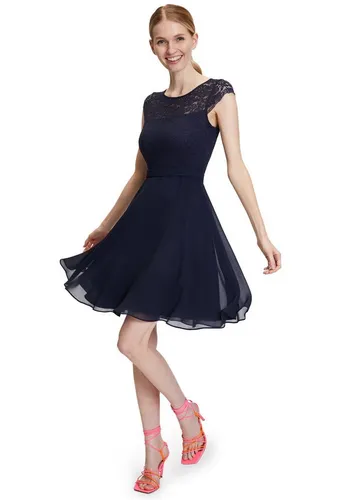 Vera Mont Damen Kleid 0145/4825, Night Sky, Größe 34 - Elegantes Kleid mit überschnittenen Ärmeln und U-Boot-Ausschnitt, ideal für besondere Anlässe. Der feine Materialmix aus Chiffon und Spitze sorgt für einen stilvollen Look.