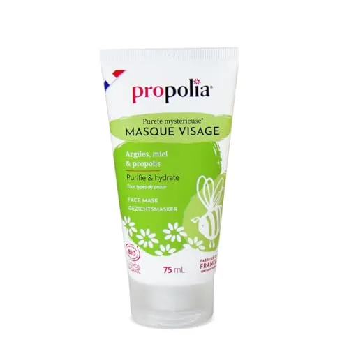 PROPOLIA - Bio – Gesichtsmaske – reinigt, beruhigt und spendet Feuchtigkeit – für alle Hauttypen – Jugendliche und Erwachsene – Honig, Propolis und Ton – hergestellt in Frankreich – 50 ml